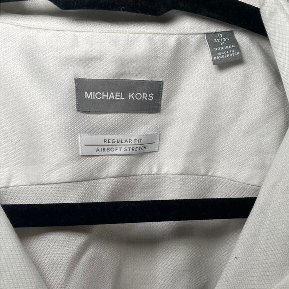 Michael Kors - Men's White Airsoft Stretch - Dress Shirt - Size XL - Picture 4 of 12